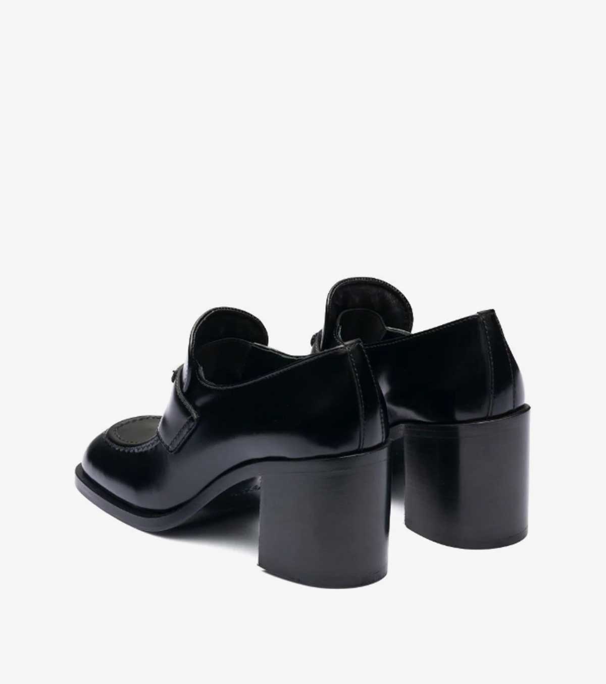 mocassins à talon bloc en cuir brossé