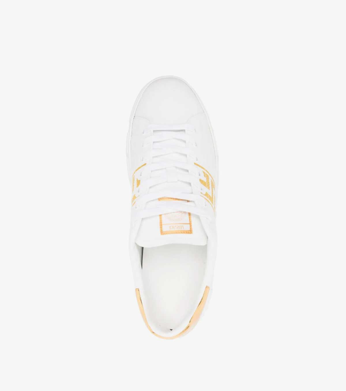 Embroidered Greca leather sneakers