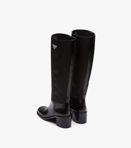 triangle-logo knee-high boots