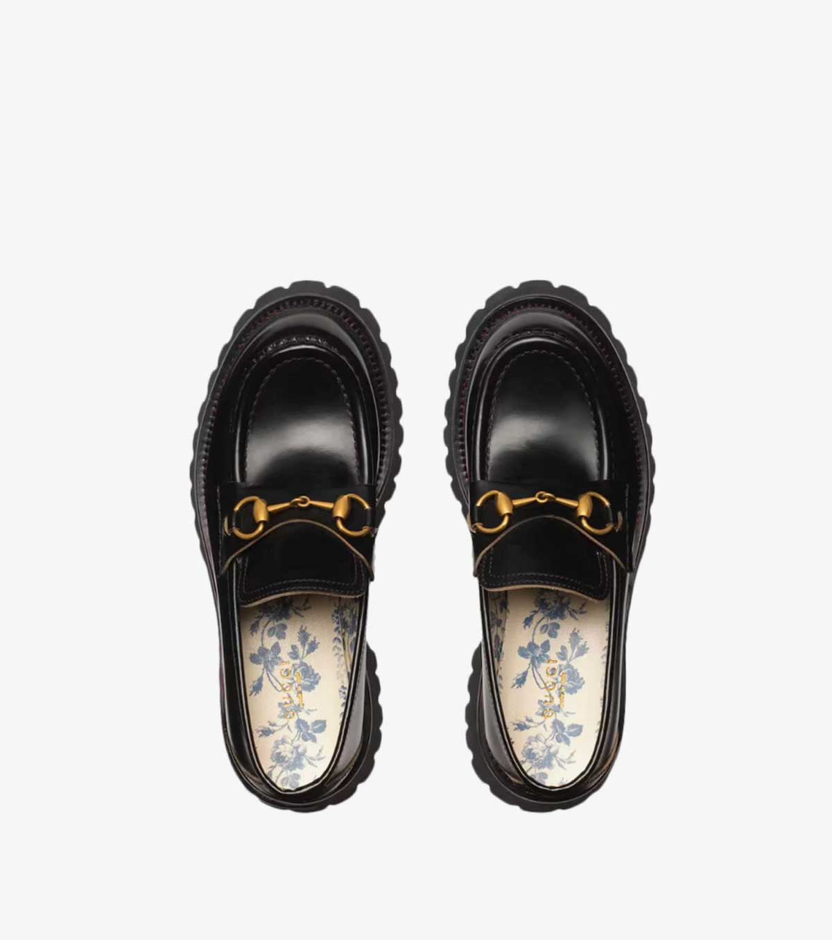 Leather lug sole loafers